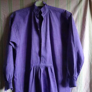 Antique French Purple Linen Shirt Dress cottage core